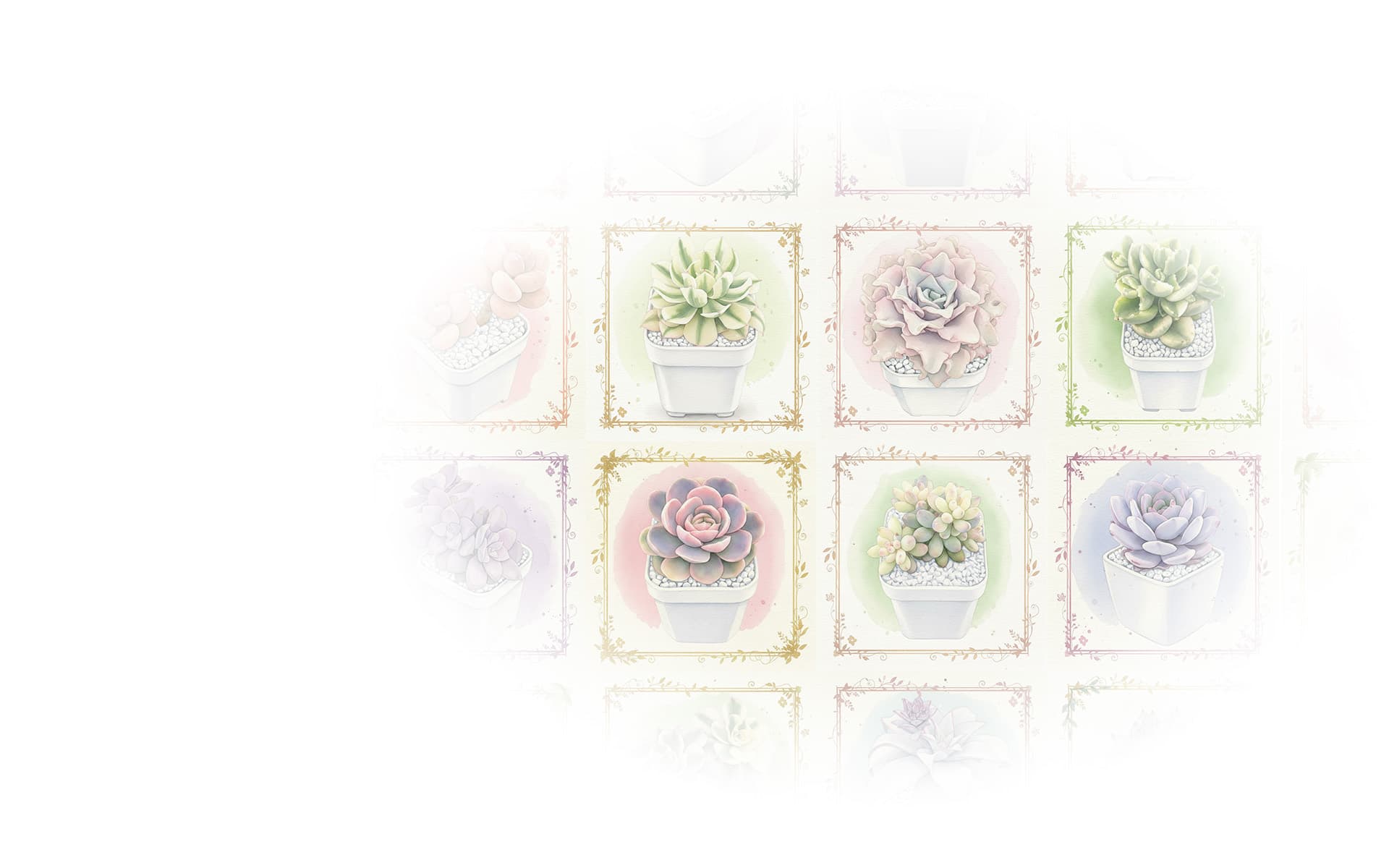Watercolor art twin succulents